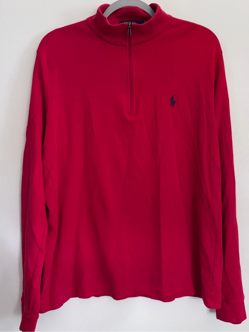POLO RALPH LAUREN Red Performance 1/4 Zip Long Sleeve Shirt - Men's Size Large